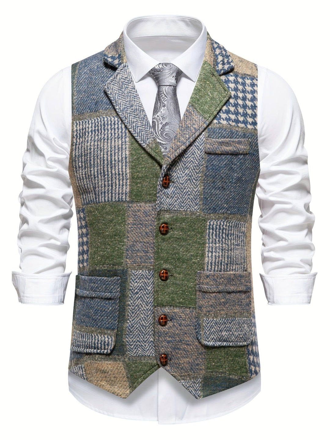 Walter | Gilet classique patchwork multicolore pour homme