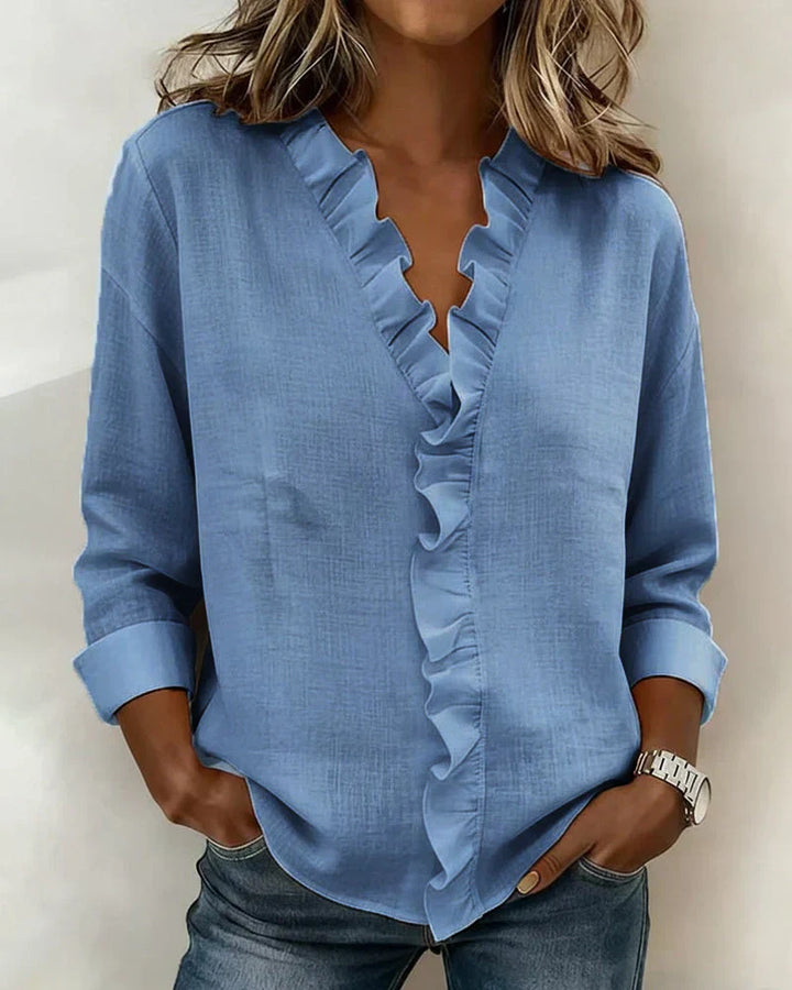 Amelivora | Blouse féminine avec volants et manches longues