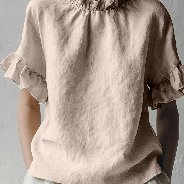 Yuna | Blouse casual couleur unie à col élégant pour femme