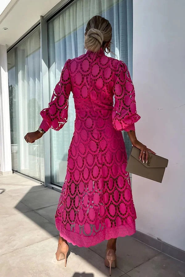 Bloom | Robe Midi de Soirée avec Manches en Dentelle