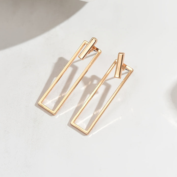 Quinleyra | Boucles d'Oreilles Géométriques Longues avec Fini Métallique Élégant