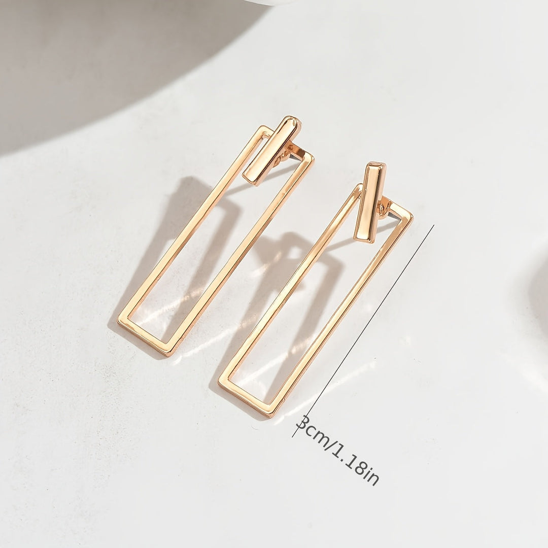 Quinleyra | Boucles d'Oreilles Géométriques Longues avec Fini Métallique Élégant