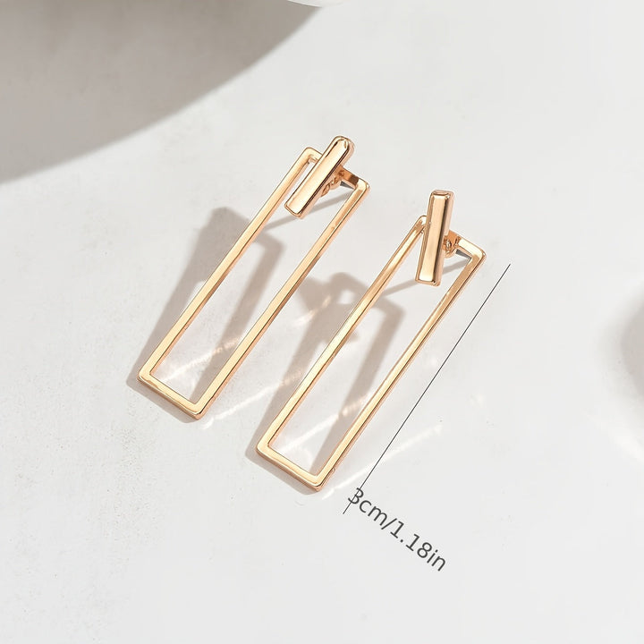Quinleyra | Boucles d'Oreilles Géométriques Longues avec Fini Métallique Élégant