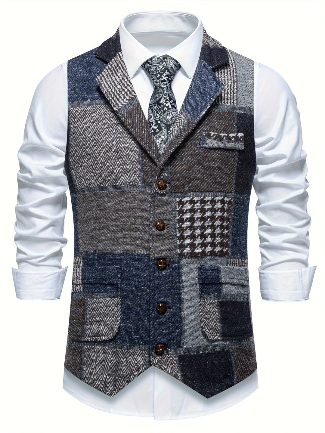Walter | Gilet classique patchwork multicolore pour homme