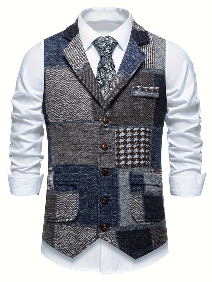 Walter | Gilet classique patchwork multicolore pour homme