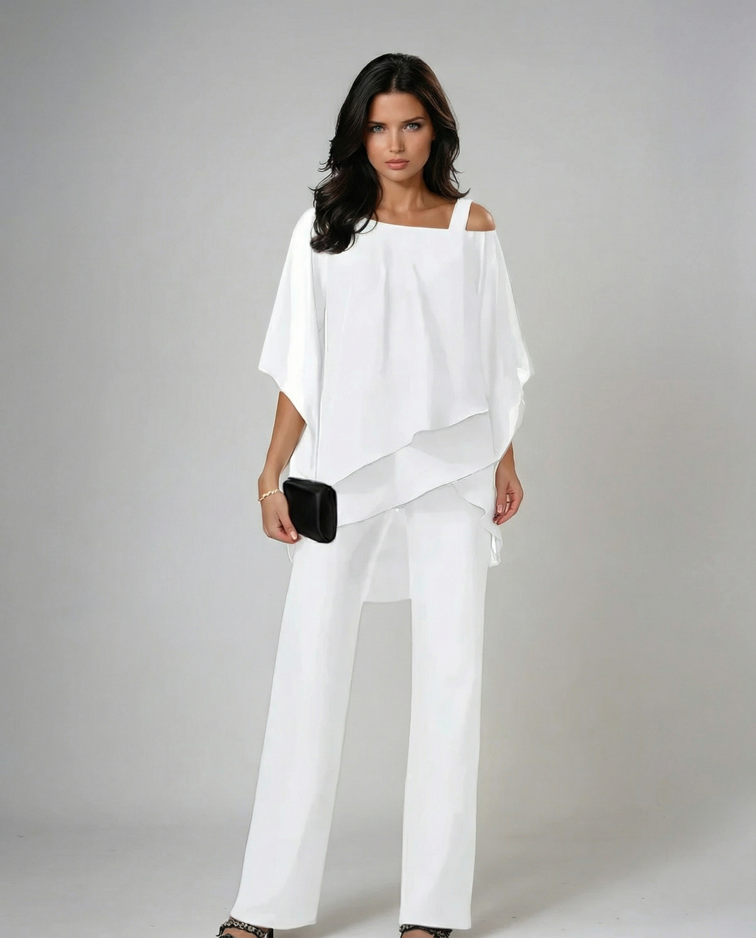 Orosette | Ensemble moderne de top asymétrique et pantalon ample