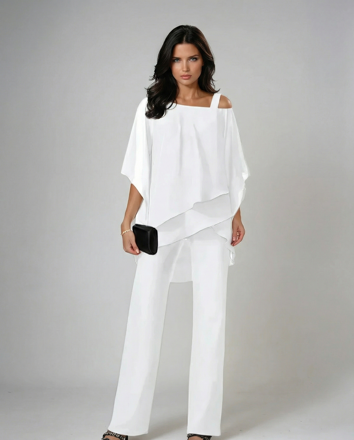 Orosette | Ensemble moderne de top asymétrique et pantalon ample