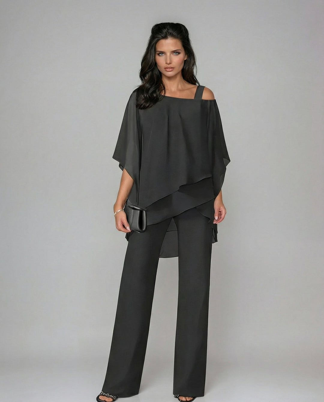 Orosette | Ensemble moderne de top asymétrique et pantalon ample
