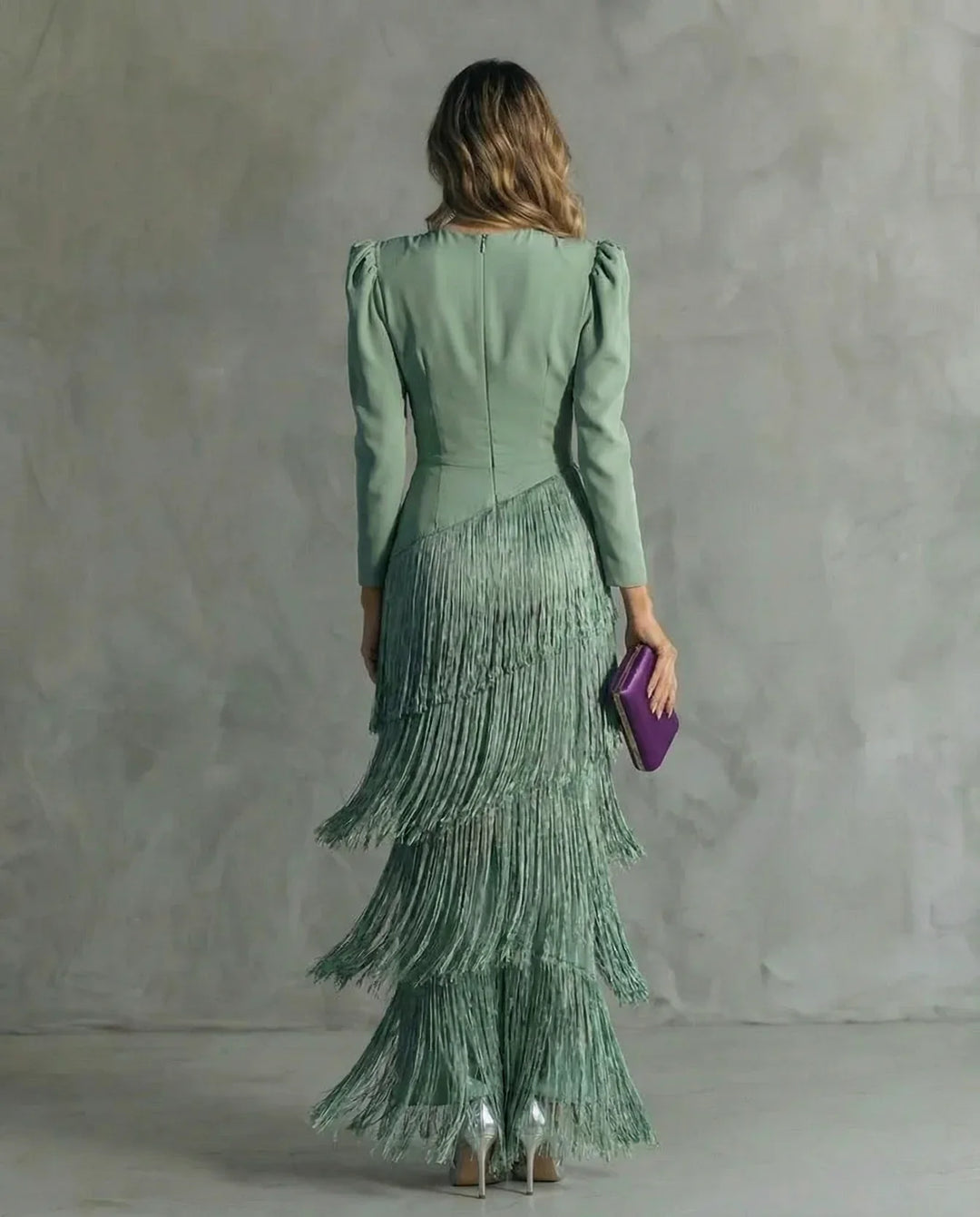 Sienna | Robe Glamour aux Manches Frangées Modernes