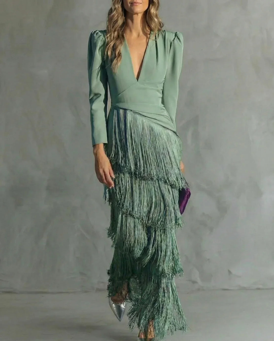 Sienna | Robe Glamour aux Manches Frangées Modernes