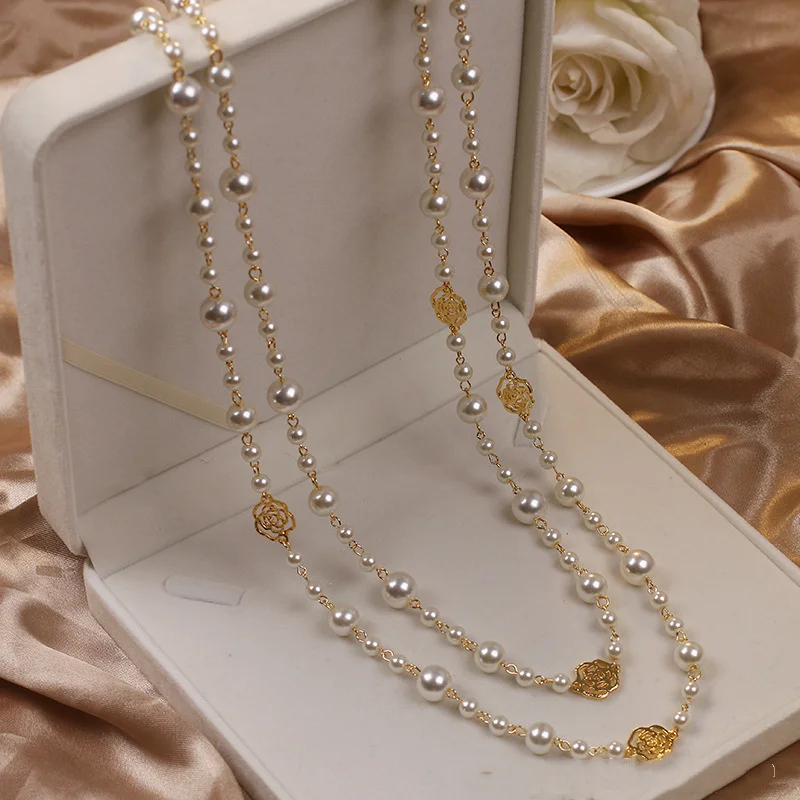 Darivienne | Collier Élégant de Perles avec Chaîne Dorée
