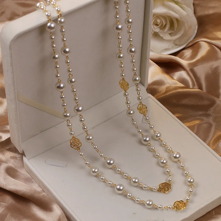 Darivienne | Collier Élégant de Perles avec Chaîne Dorée