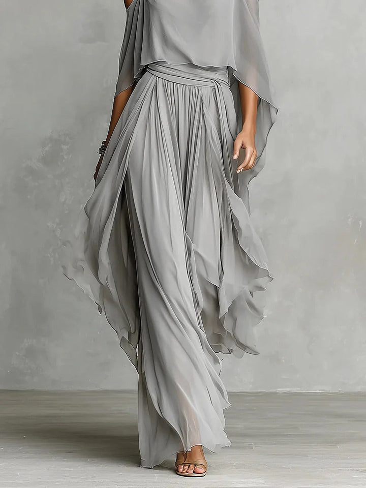 Marvynne | Ensemble fluide gris avec top à bretelles et pantalons légers