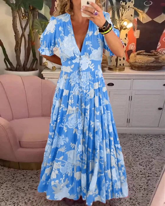 Orla | Robe Imprimée Élégante avec Décolleté en V et Poches
