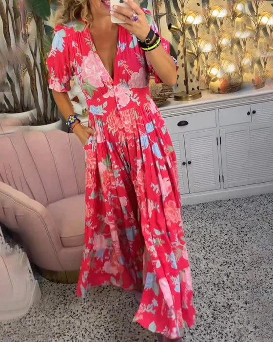 Orla | Robe Imprimée Élégante avec Décolleté en V et Poches