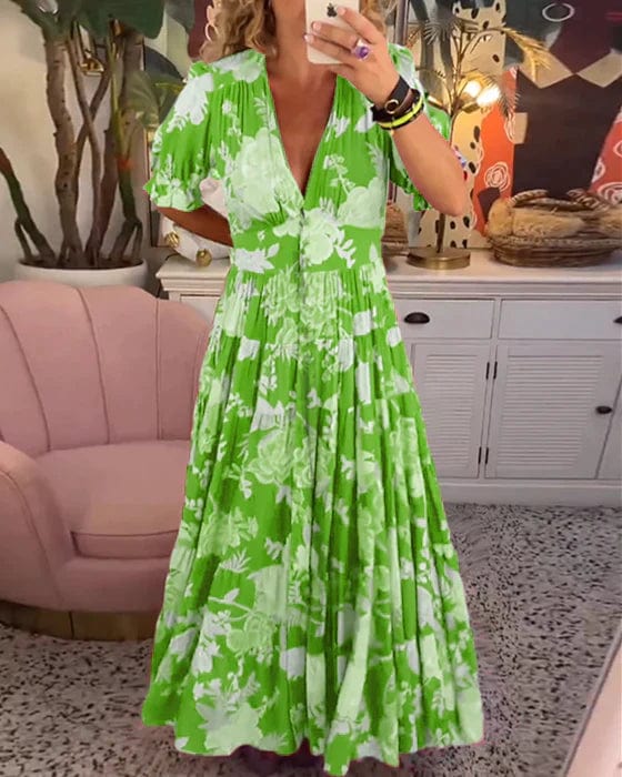 Orla | Robe Imprimée Élégante avec Décolleté en V et Poches