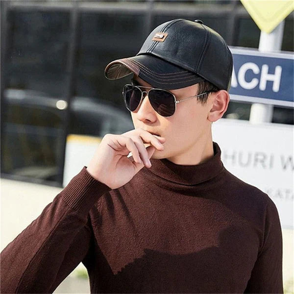 Olivaro | Casquette en Cuir Chaud pour Homme Idéale pour l'Automne et l'Hiver