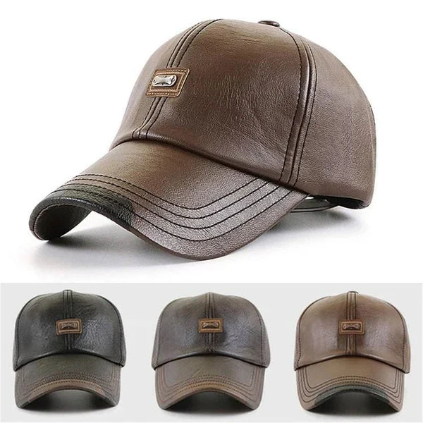 Olivaro | Casquette en Cuir Chaud pour Homme Idéale pour l'Automne et l'Hiver