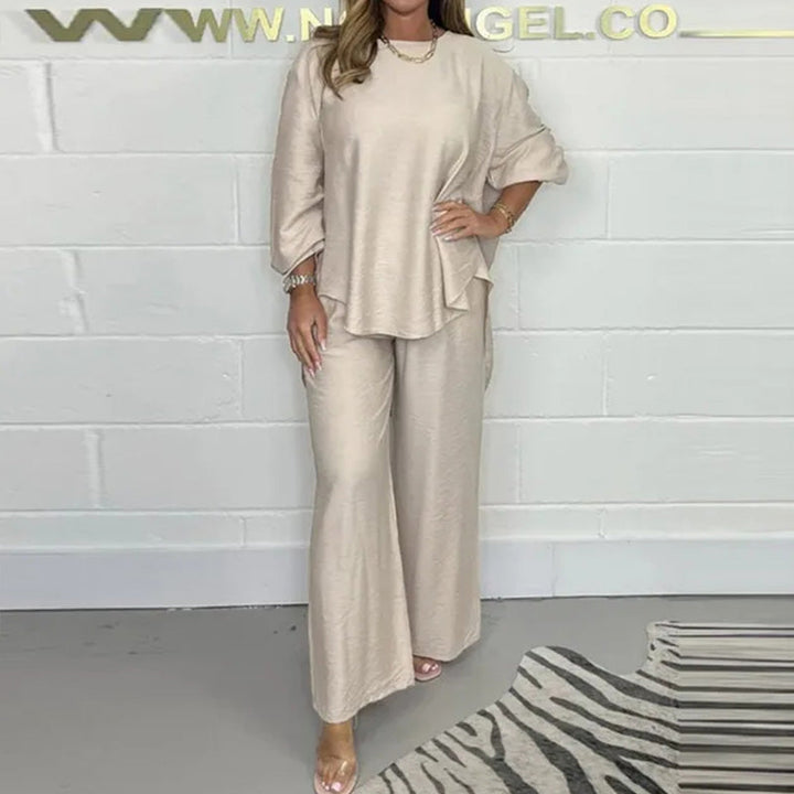 Nova | Ensemble de Blouse à Manches Longues et Pantalon à Jambes Larges pour Femmes