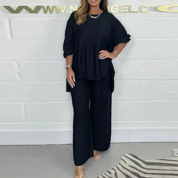 Nova | Ensemble de Blouse à Manches Longues et Pantalon à Jambes Larges pour Femmes