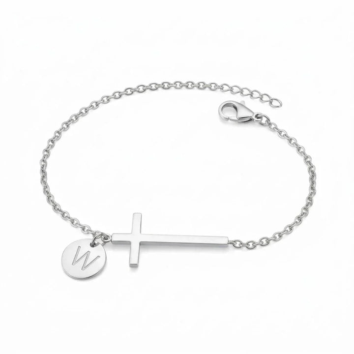 Elodryn | Bracelet Initial Sacré – Croix Personnalisée